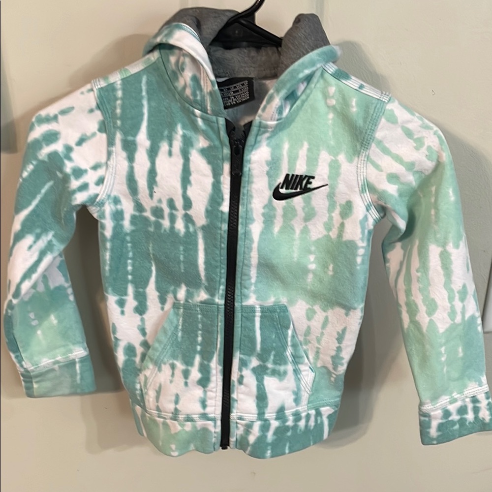 Nike Green and White Tie-Dye Sweatshirt